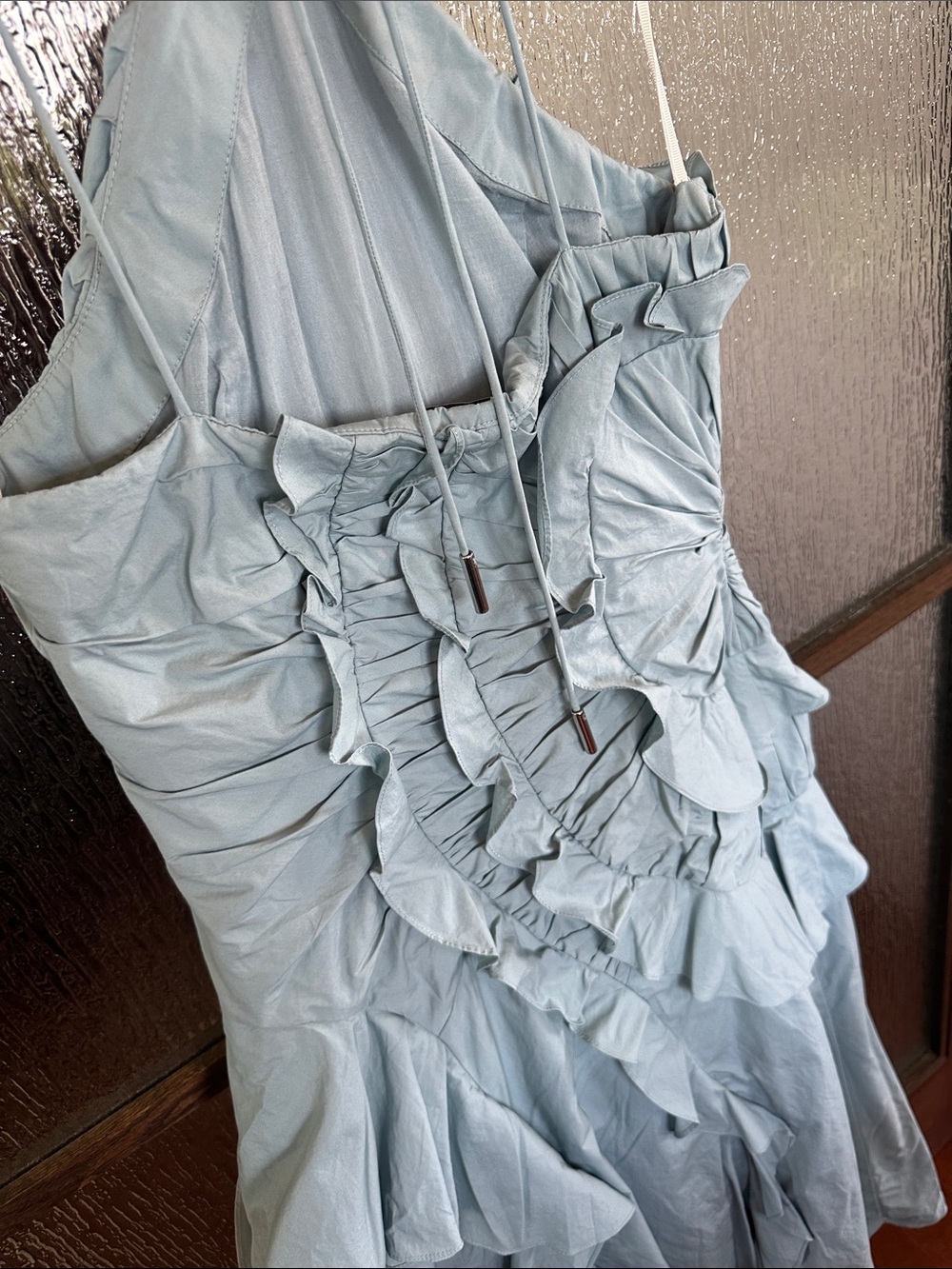 AMUR Ottavia Ruffle Dress
Cumulus Light Blue Ruffle Halter Maxi Dress size 4 - Picture 14 of 17